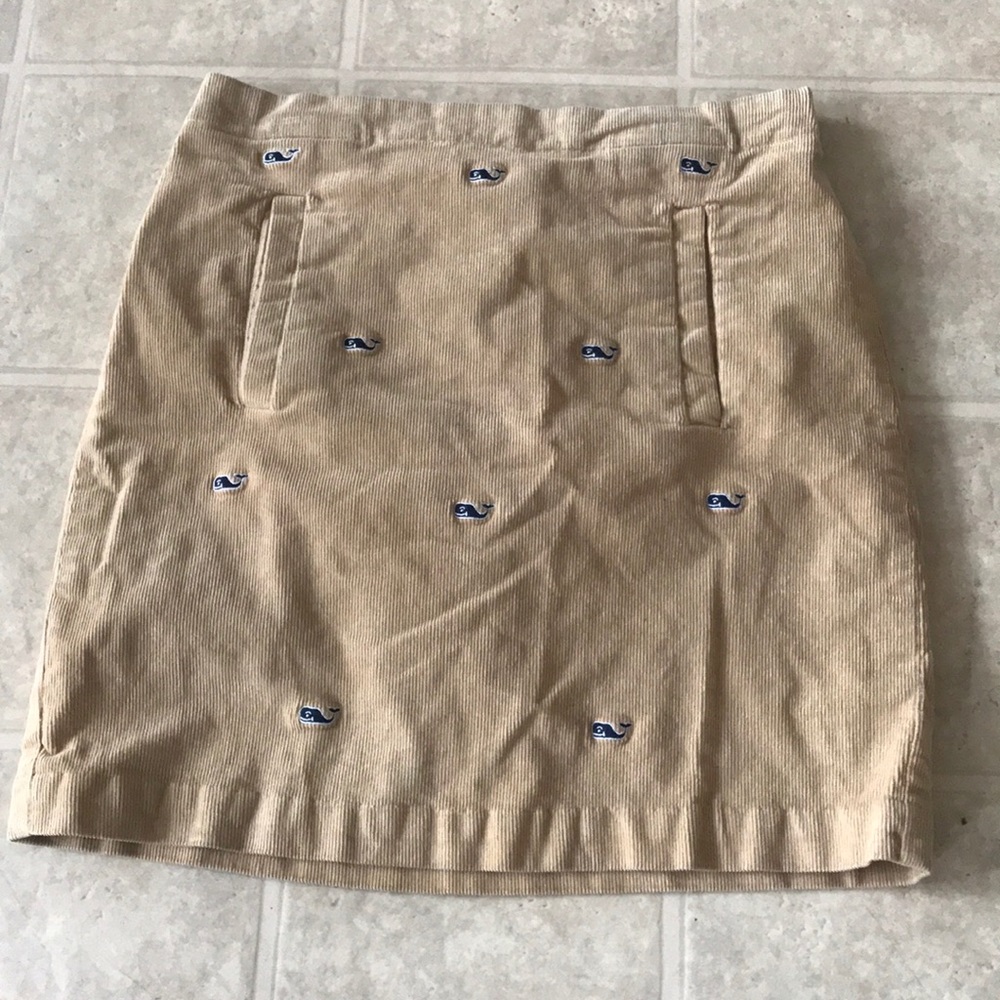 VV Girls Tan Corduroy Skirt with Blue Whales